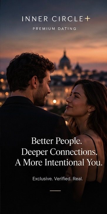 InnerCircle+ promo: a couple at dusk over a city skyline with the line 'Better People. Deeper Connections. A More Intentional You.'